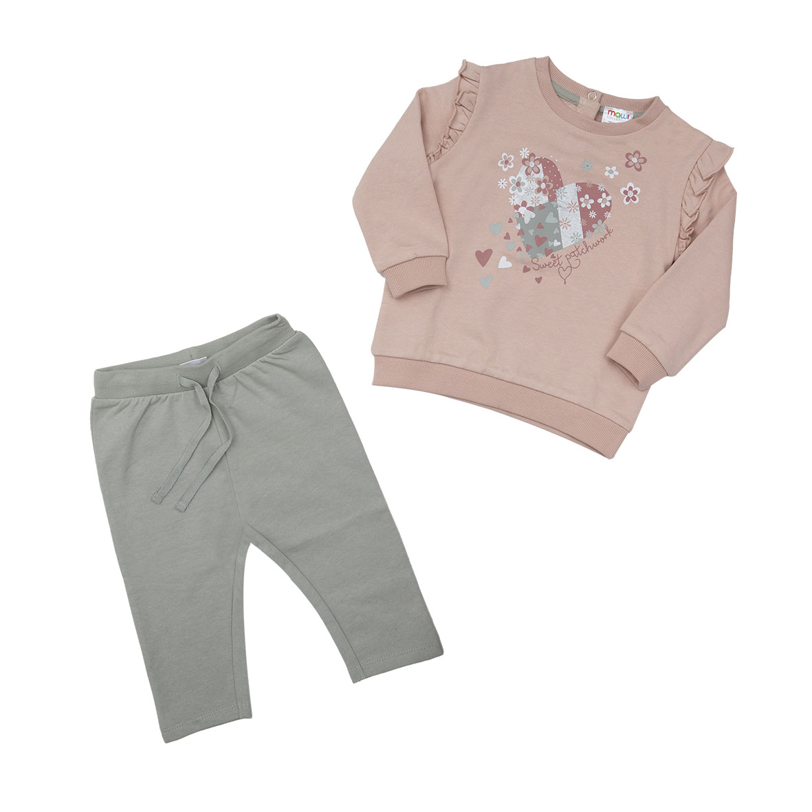 Mawi jogging felpina tuta rosa salvia cuore