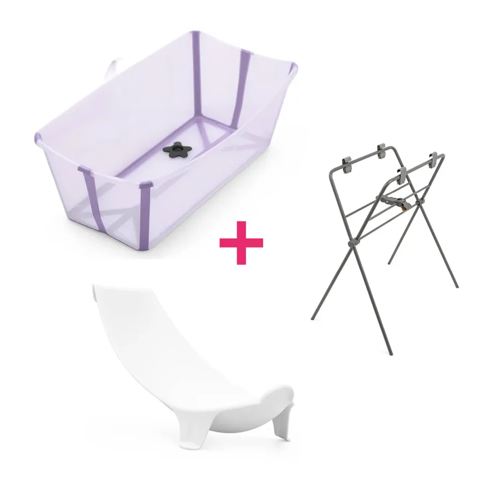 Stokke Flexi Bath vaschetta lavender con supporto e stand