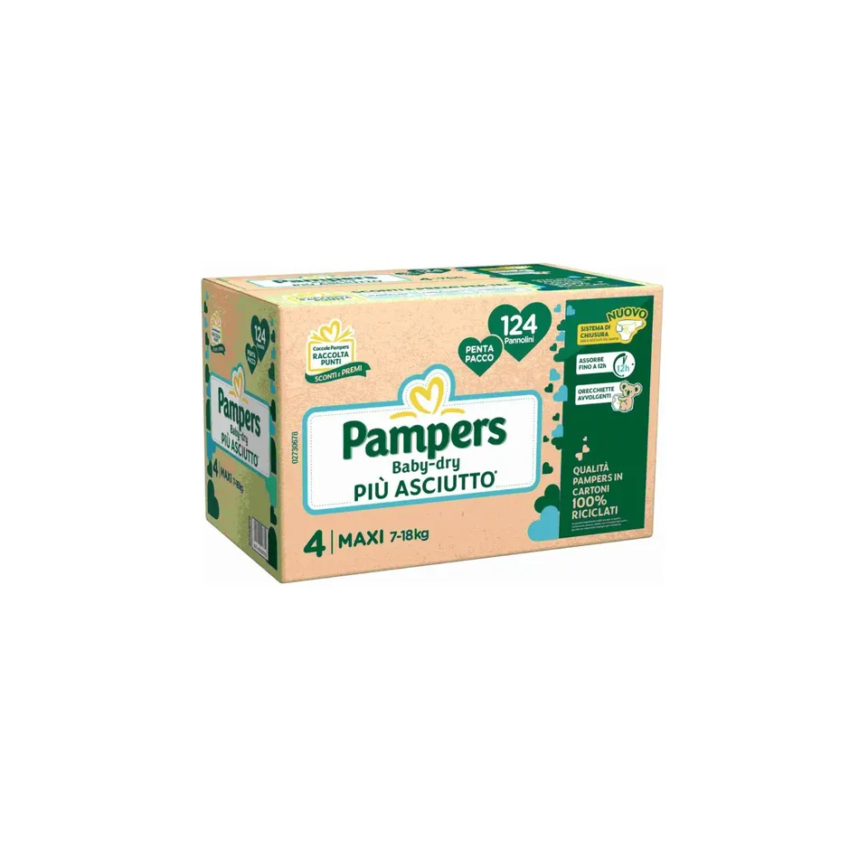 Pampers Baby-Dry Pannolini Taglia 4 7-18 kg 124 pz