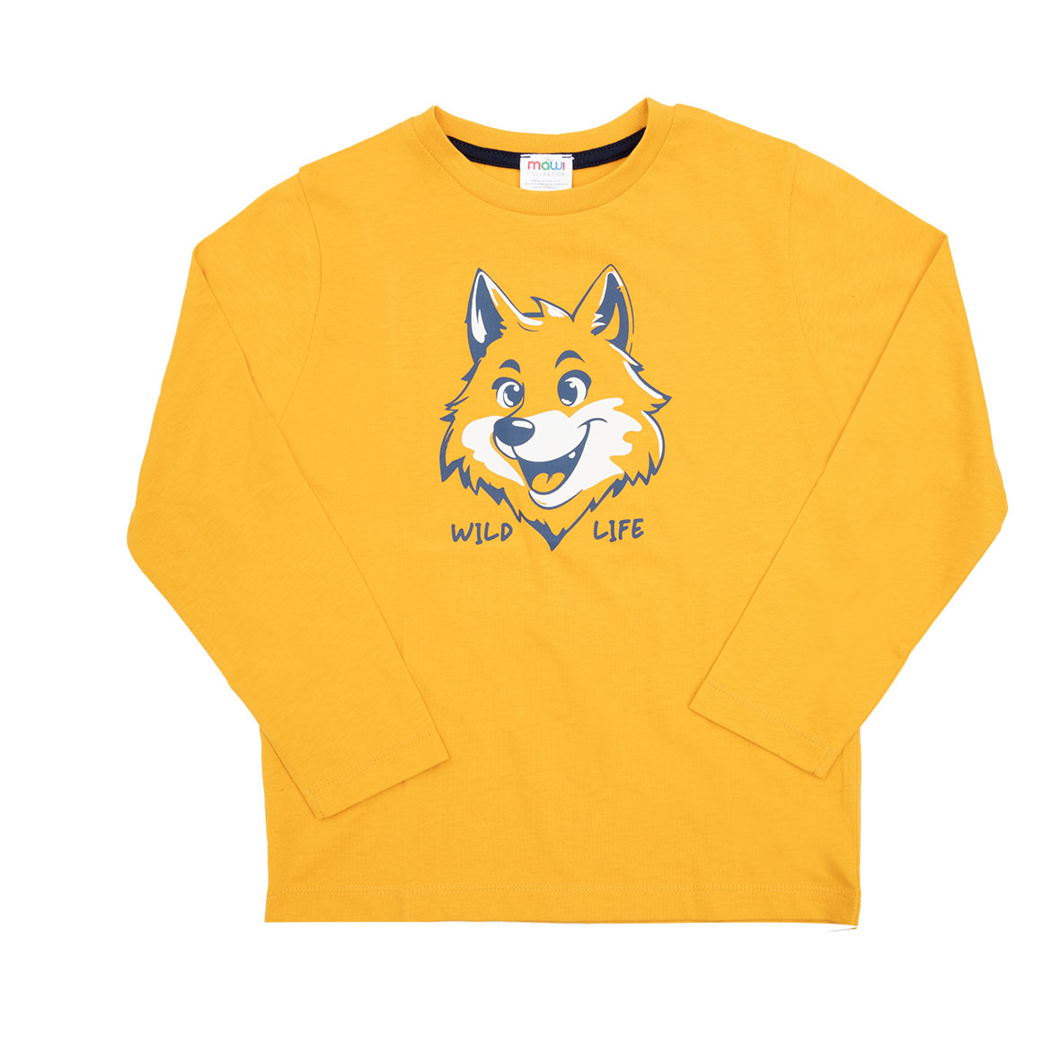 Maglia bimbo maniche lunghe gialla stampata girocollo