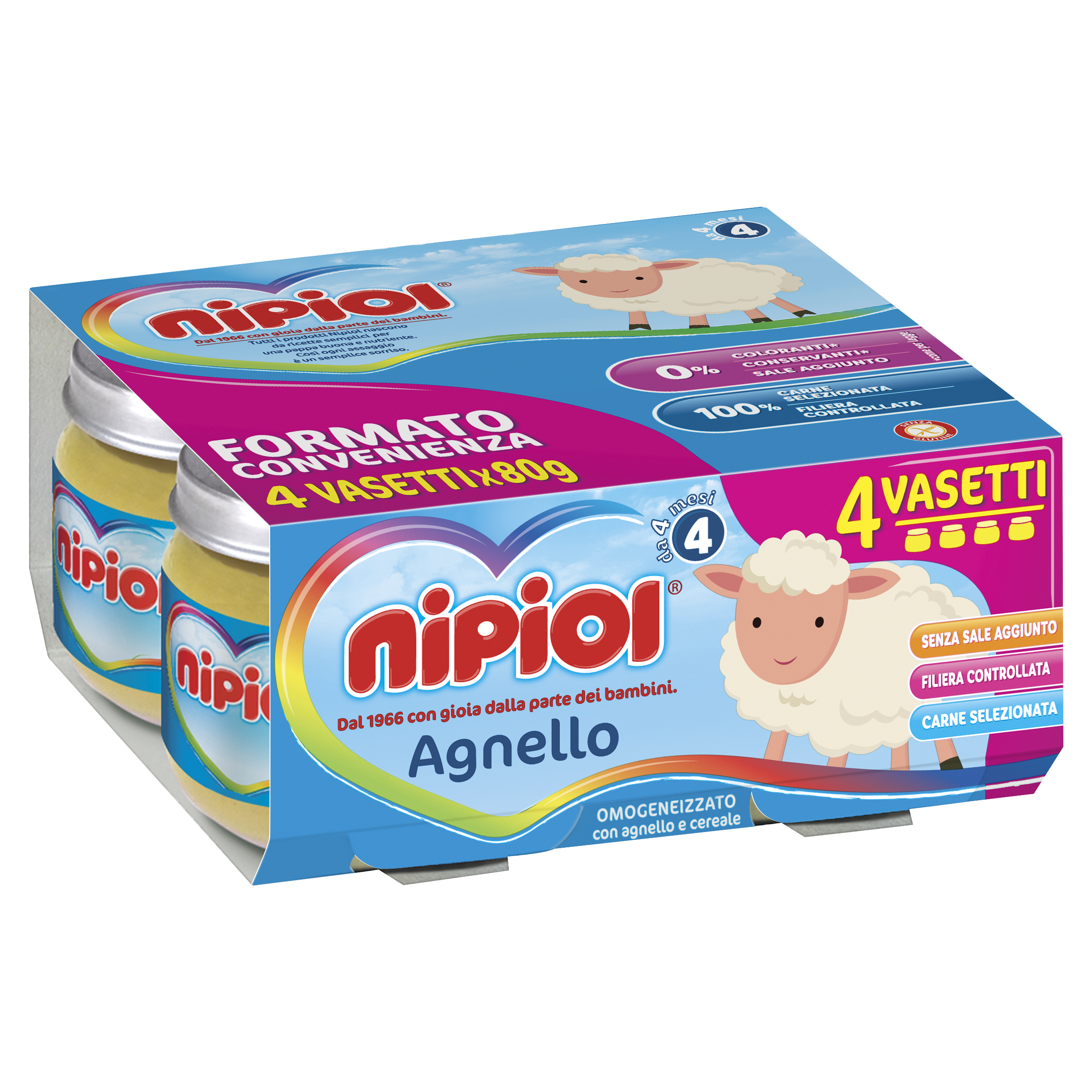 Nipiol Omogeneizzato Agnello 4x80 g dal 4° Mese