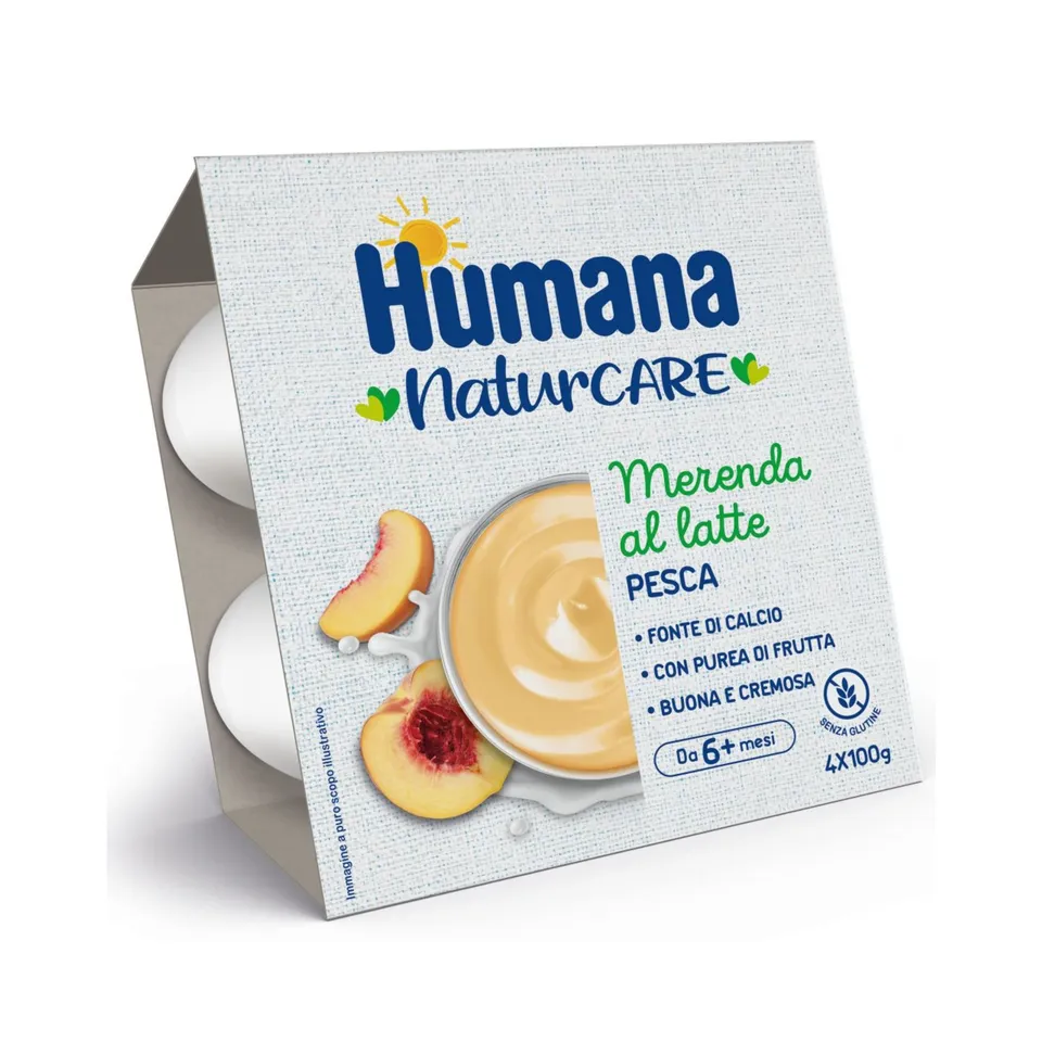 Humana Merenda Latte Pesca 4x100g calcio