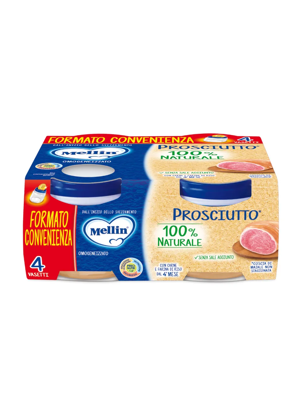 Mellin Omogeneizzato Prosciutto 4x80 g senza sale
