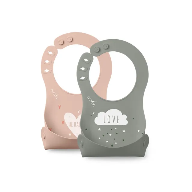 Nuvita Squashy 4370 bavaglini silicone 2 pezzi rosa salvia