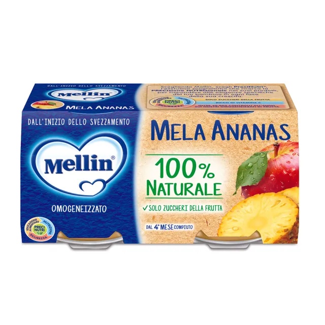 Mellin Omogeneizzato Mela Ananas 2x100g dal 4° mese