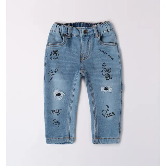iDO Jeans Bambino Balloon Denim Stretch con Stampe