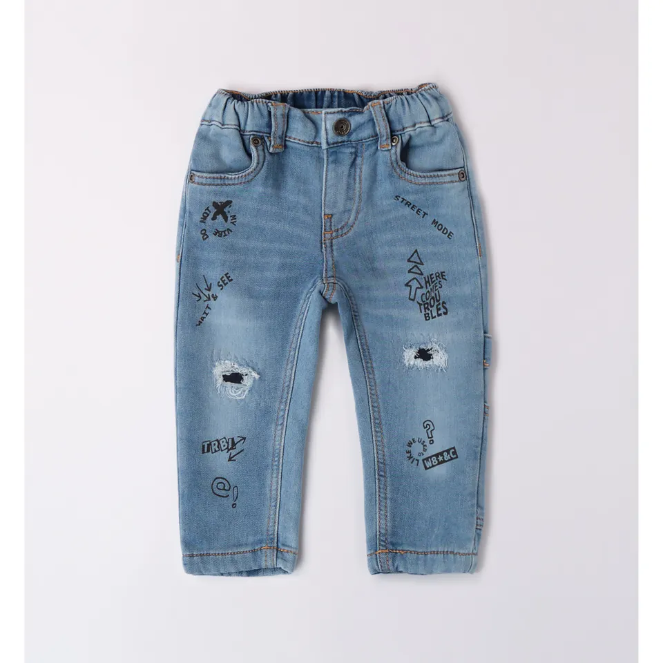 iDO Jeans Bambino Balloon Denim Stretch con Stampe