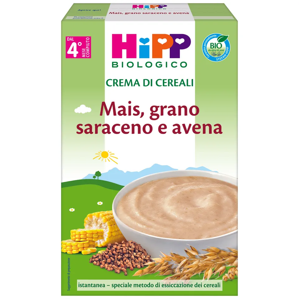 HiPP crema cereali mais avena grano saraceno 200 g bimbi
