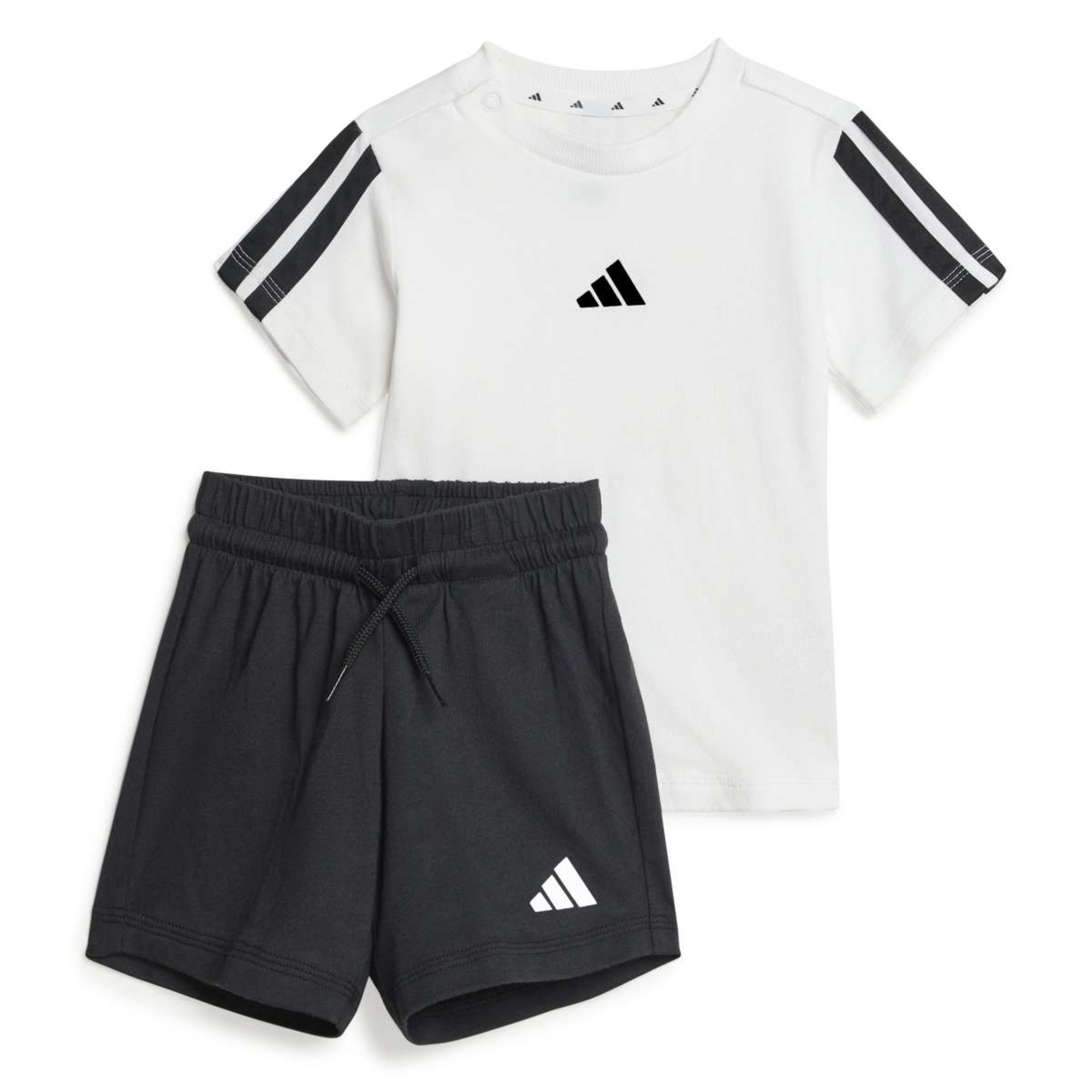 Adidas completo sportivo bambino t-shirt shorts nero bianco