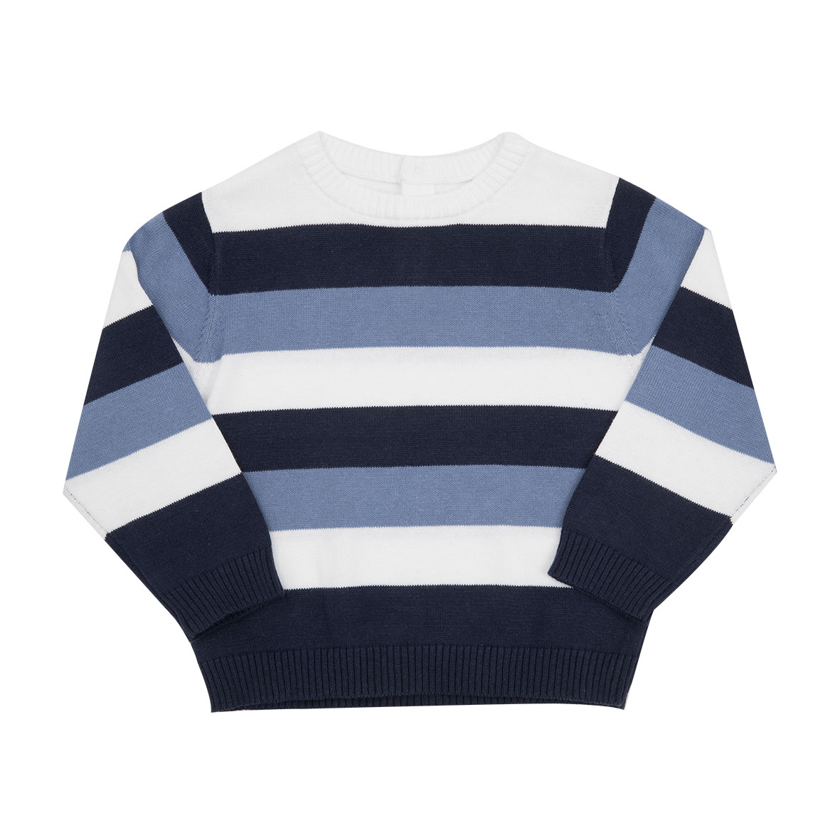 Maglia cotone bimbo blu rigata girocollo bottoni