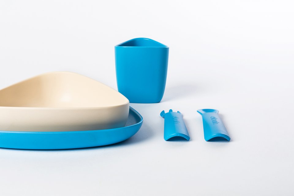 eKoala Set Pappa piatti bimbi blu mais
