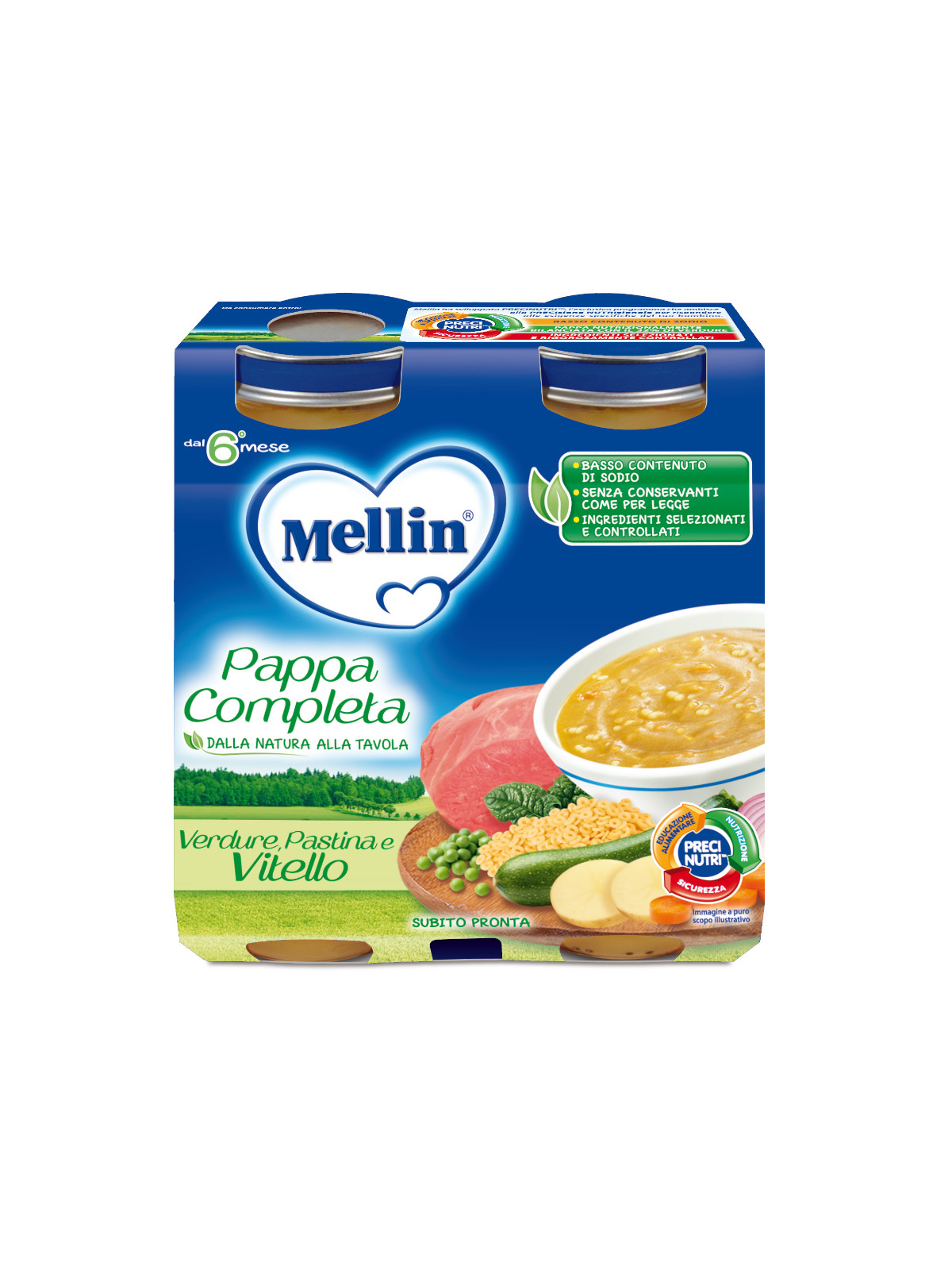 Mellin Pappa Completa Vitello 2x250 g dal 6 Mese