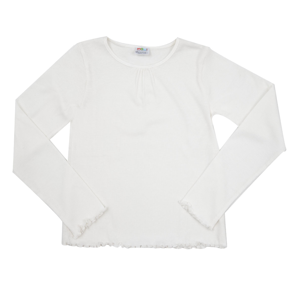 T-shirt bimba bianca costina manica lunga girocollo