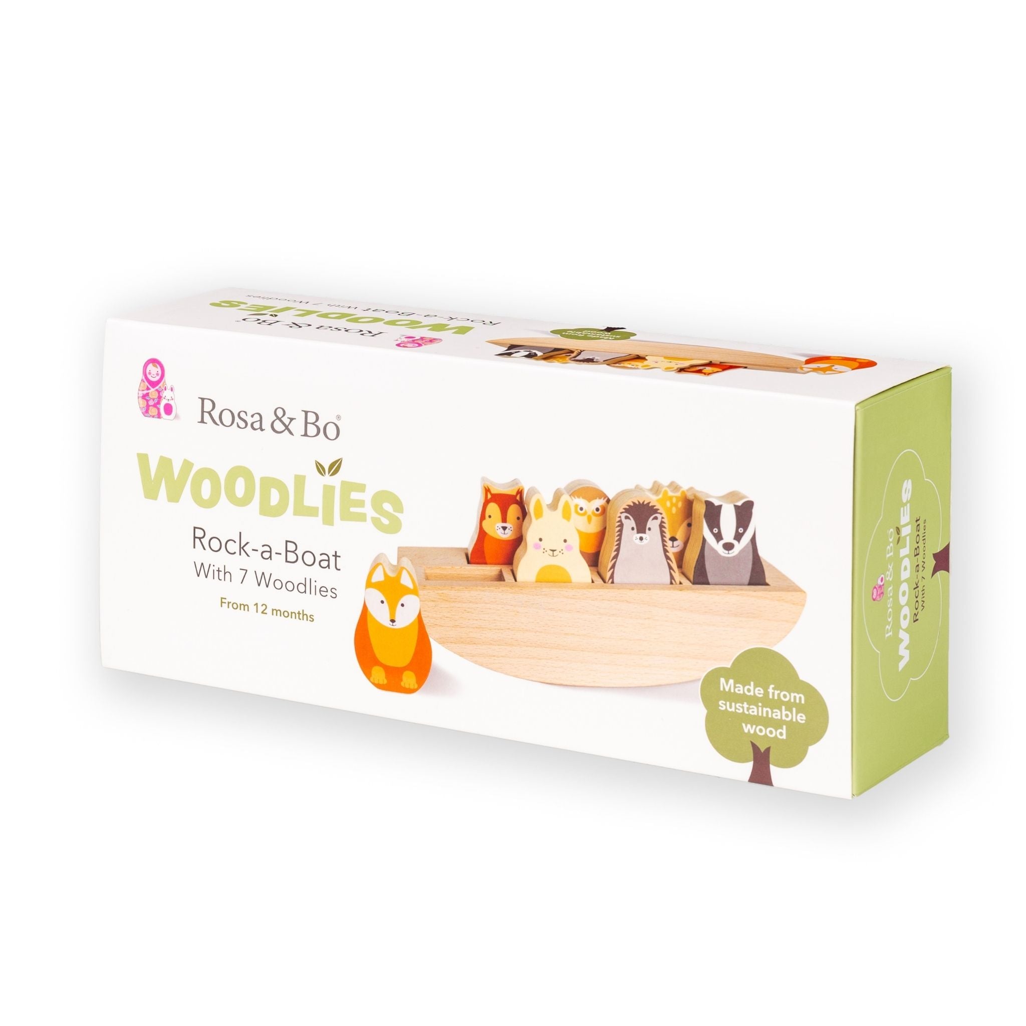 Rosa & Bo Woodland Friends Rock-a-Boat barchetta legno