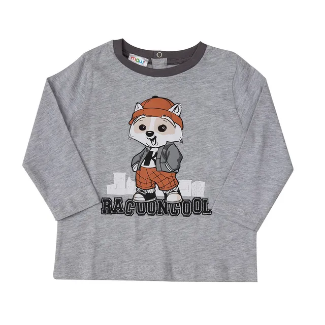 Mawi T-Shirt Manica Lunga Jersey Grigio Melange Cotone