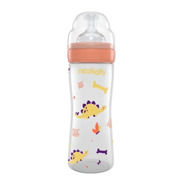 Neobaby biberon collo largo 250 ml silicone arancione 2m+