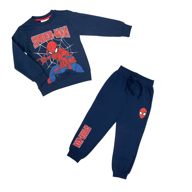 Spider-Man Tuta Jogging Bimbo Blu Felpa e Pantalone Cotone