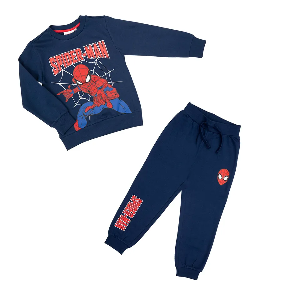 Spider-Man Tuta Jogging Bimbo Blu Felpa e Pantalone Cotone