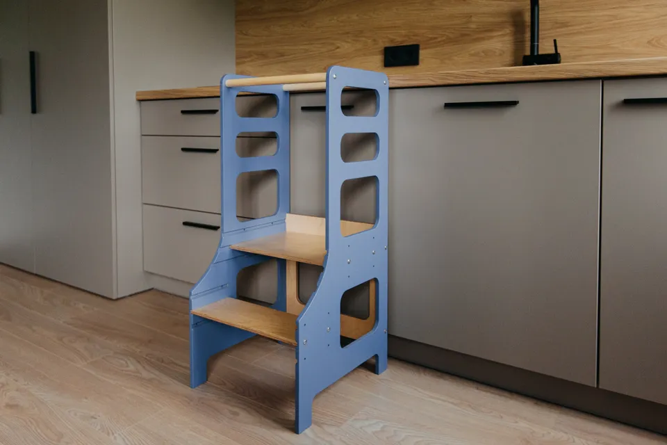 The Dida Montessori torre apprendimento blu regolabile