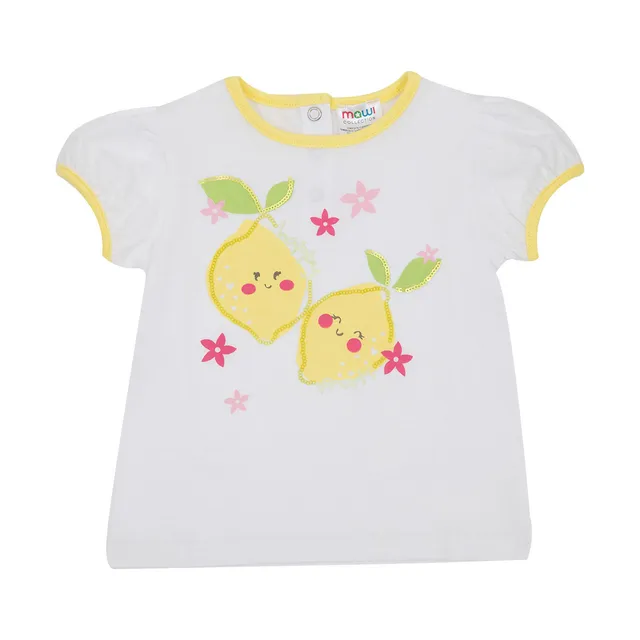 Toys Center Baby Maglietta Bimba Maniche Corte Bianca Limoni
