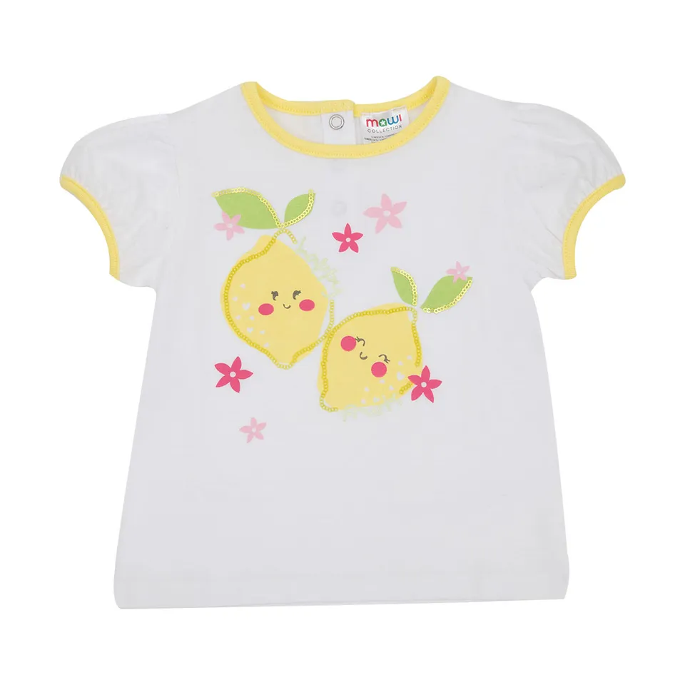 Toys Center Baby Maglietta Bimba Maniche Corte Bianca Limoni