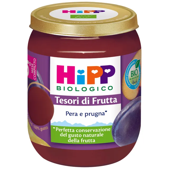 HiPP Tesori di Frutta Omogeneizzato Pera e Prugna 160g Senza Zuccheri