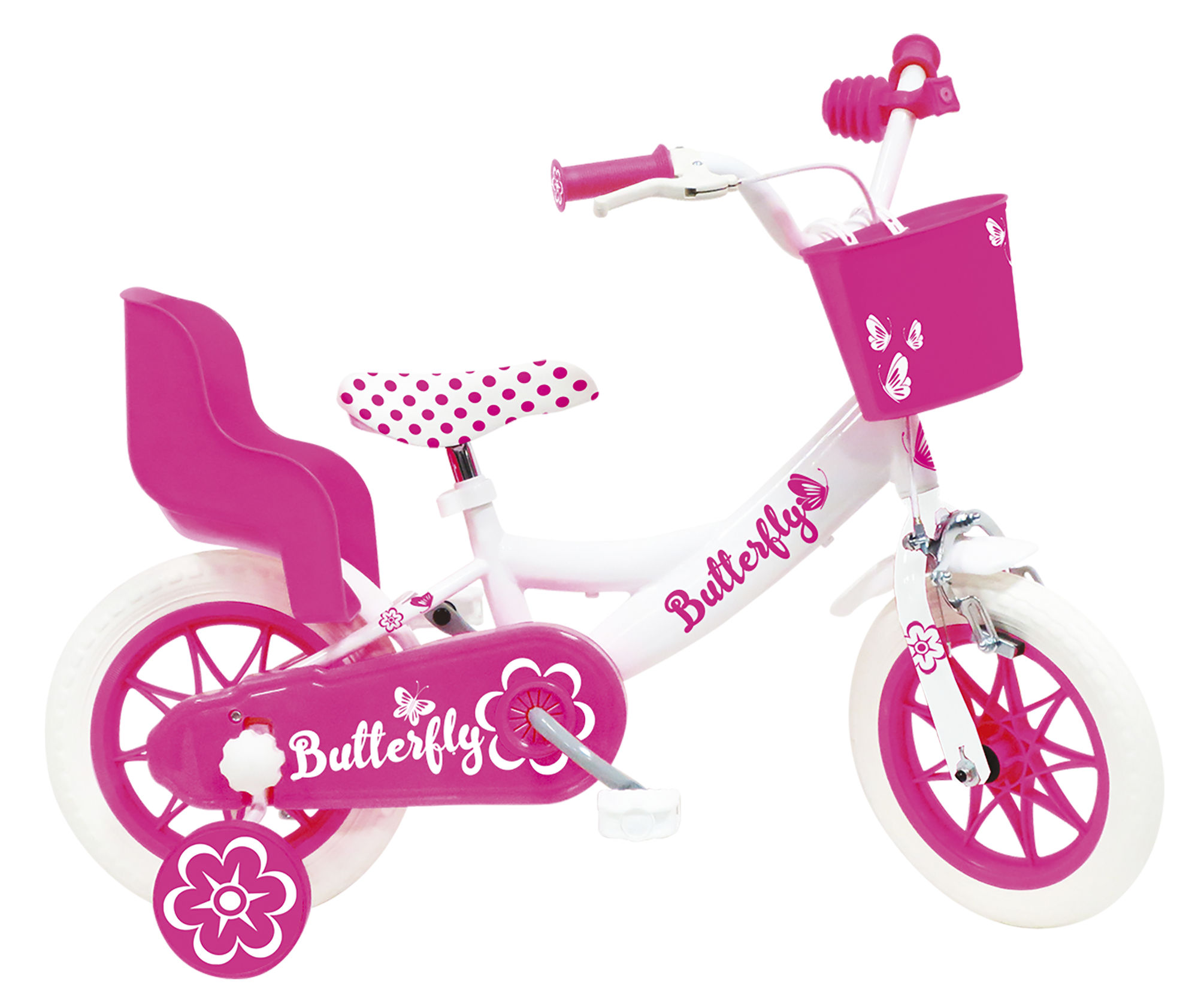 Bicicletta bimbo 12 pollici rosa con rotelle e cestello