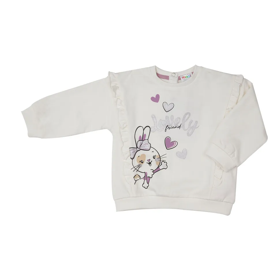 Mawi felpa bambina coniglietto rouches in cotone