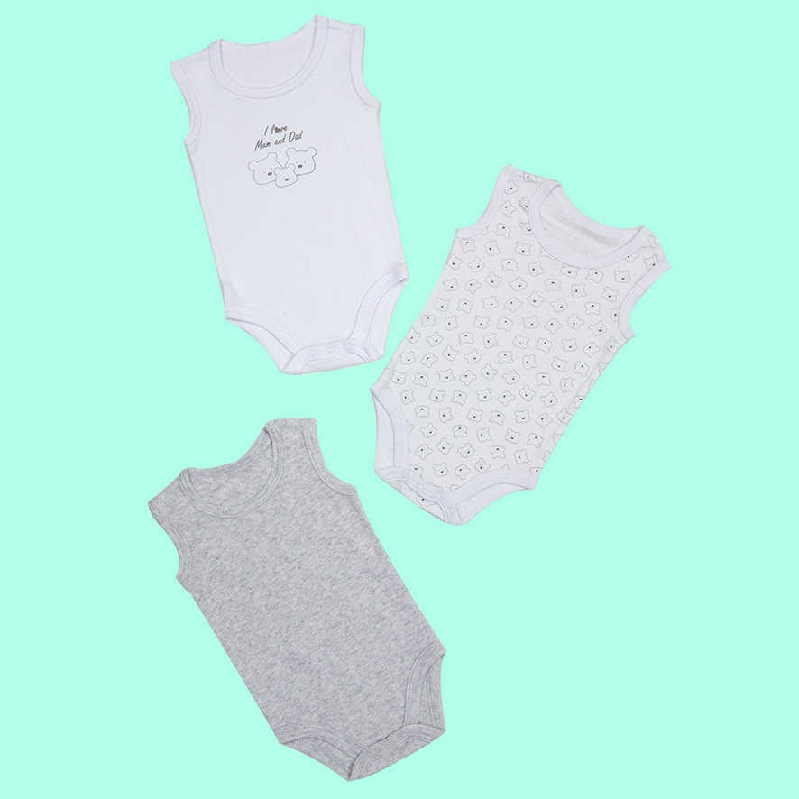 Mawi Body canotta neonato orsetto grigio 3 pezzi