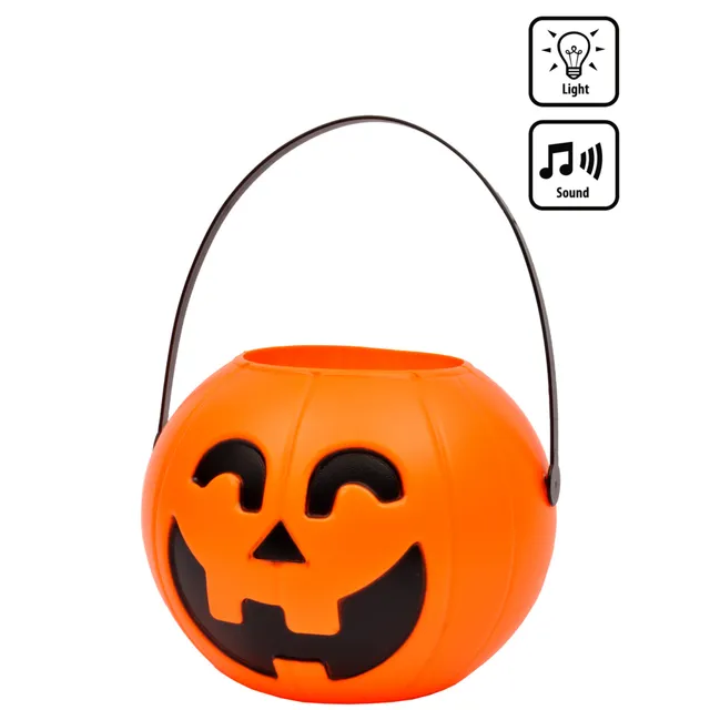 Zucca Halloween contenitore dolcetti con luci e suoni a batterie