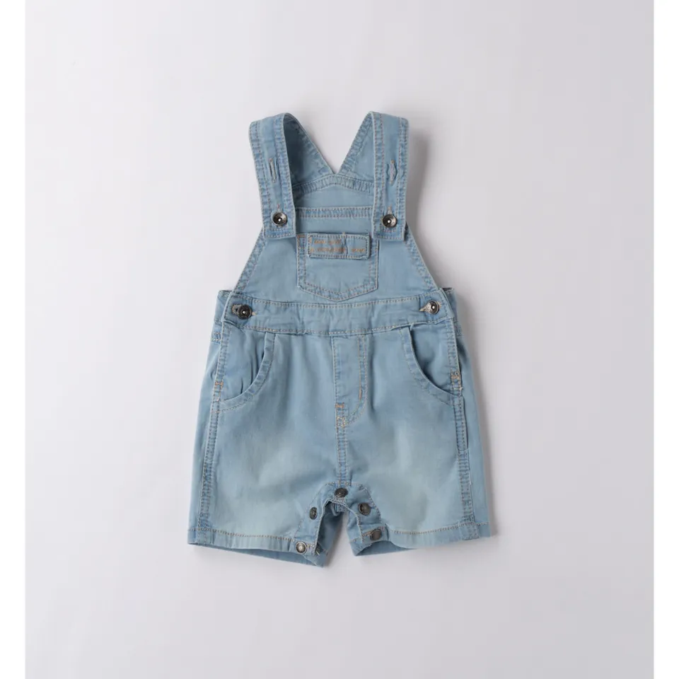 iDO Salopette Corta Neonato Denim Stretch 1-24 Mesi