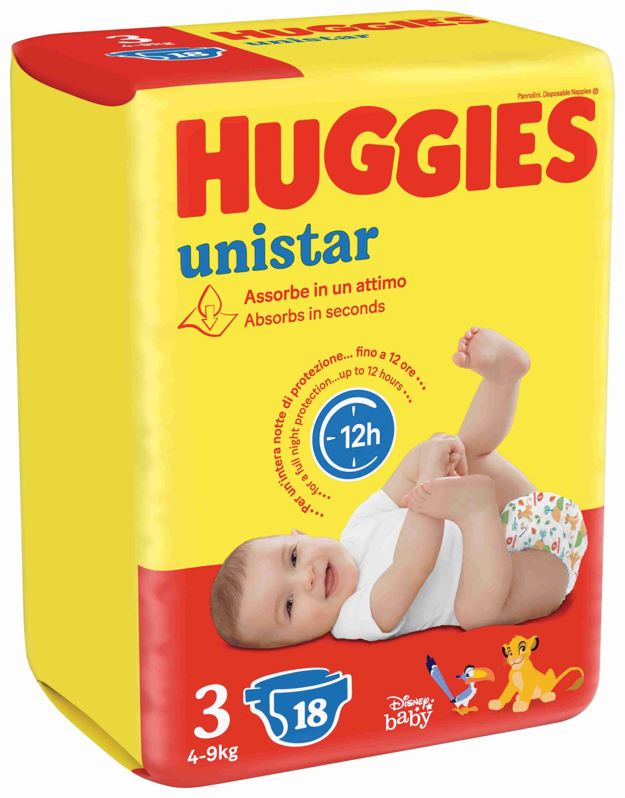 Huggies Unistar Taglia 3 Pannolini 18 Pezzi 12 Ore