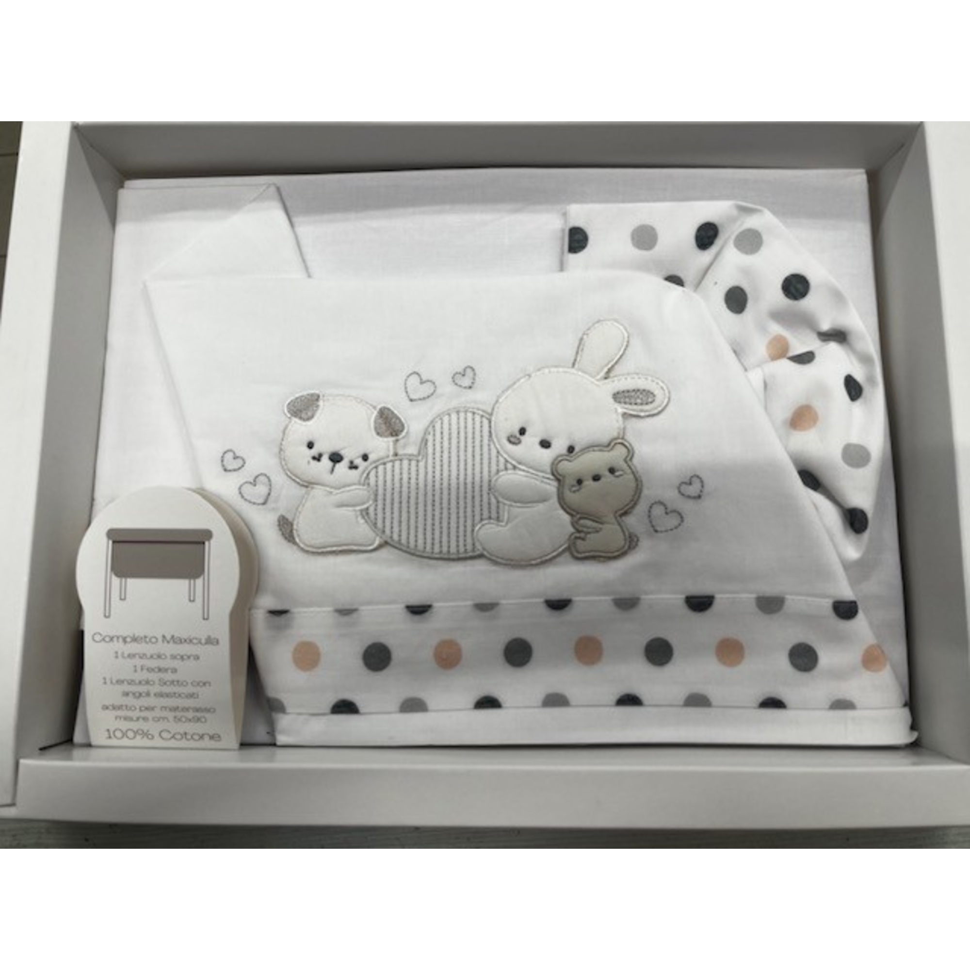 Completo maxiculla cotone tre animaletti neutro