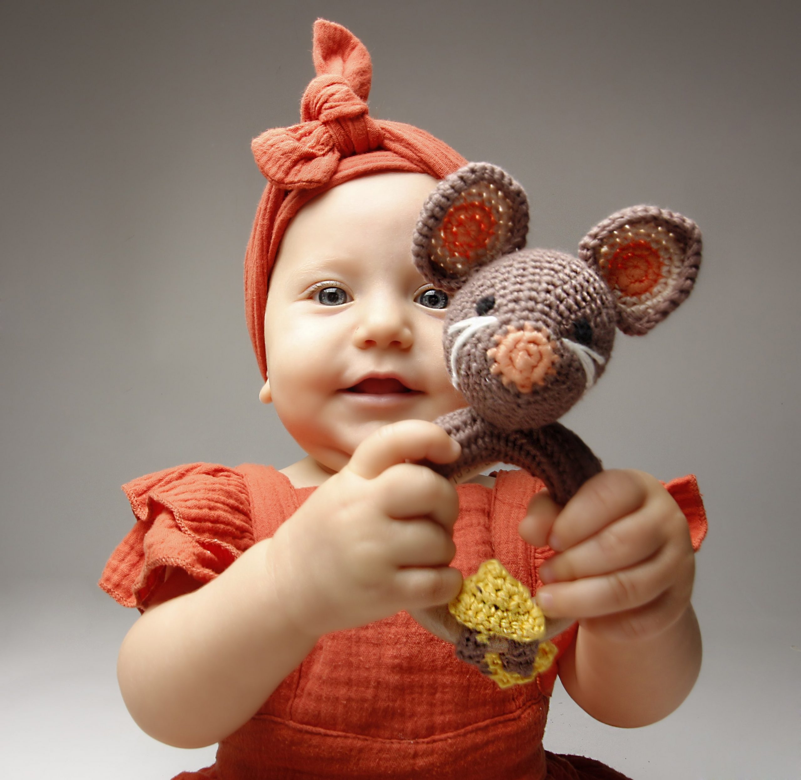Piccoli Toys Marcello sonaglio uncinetto topo cotone
