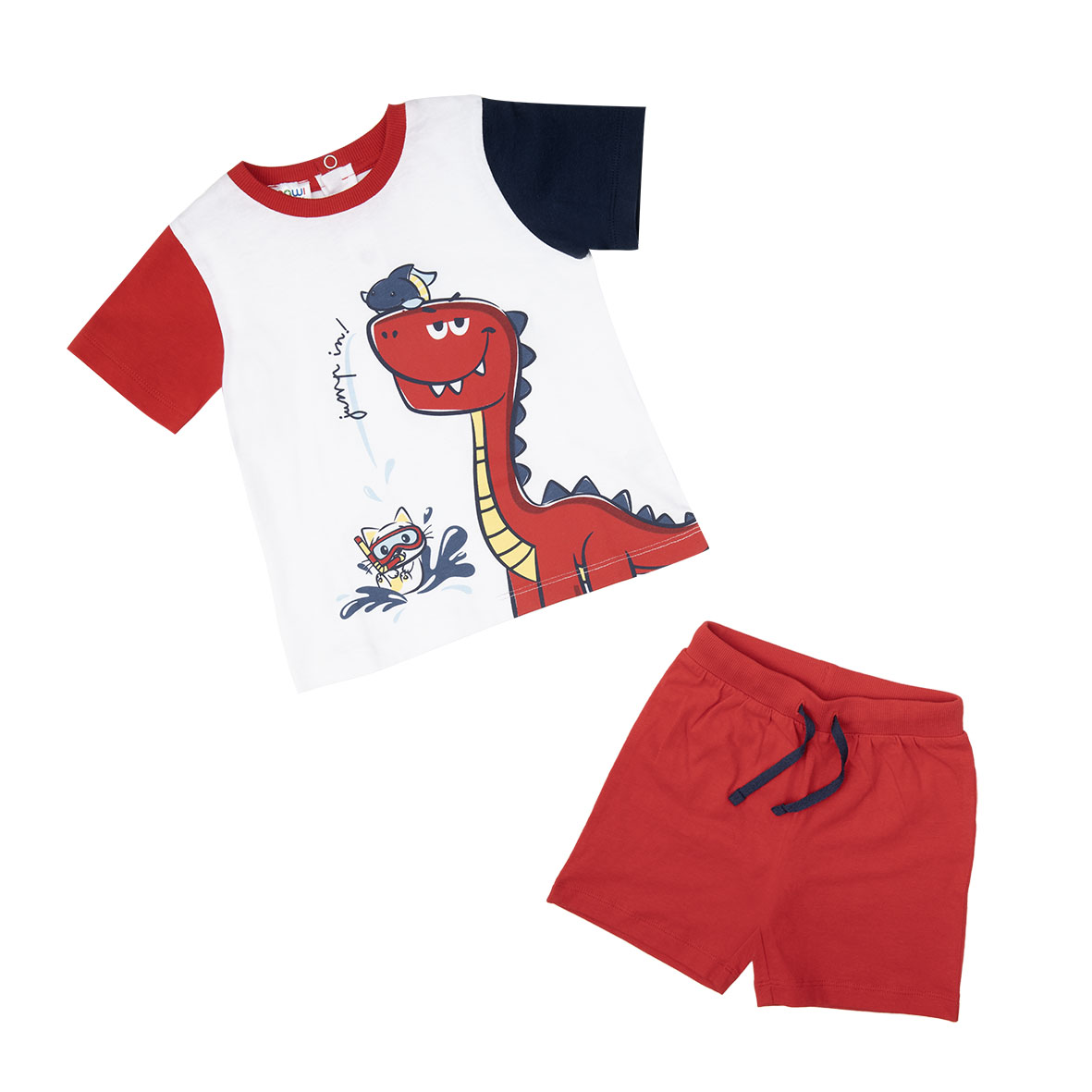 Baby Completo T-Shirt + Pantalone Sport Bimbo Bianco Rosso