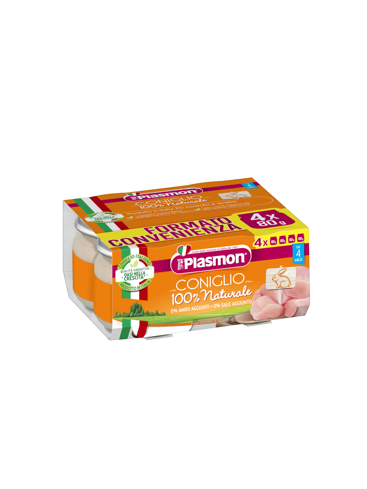 Plasmon Omogeneizzato Coniglio 4x80 g Senza Sale Aggiunto