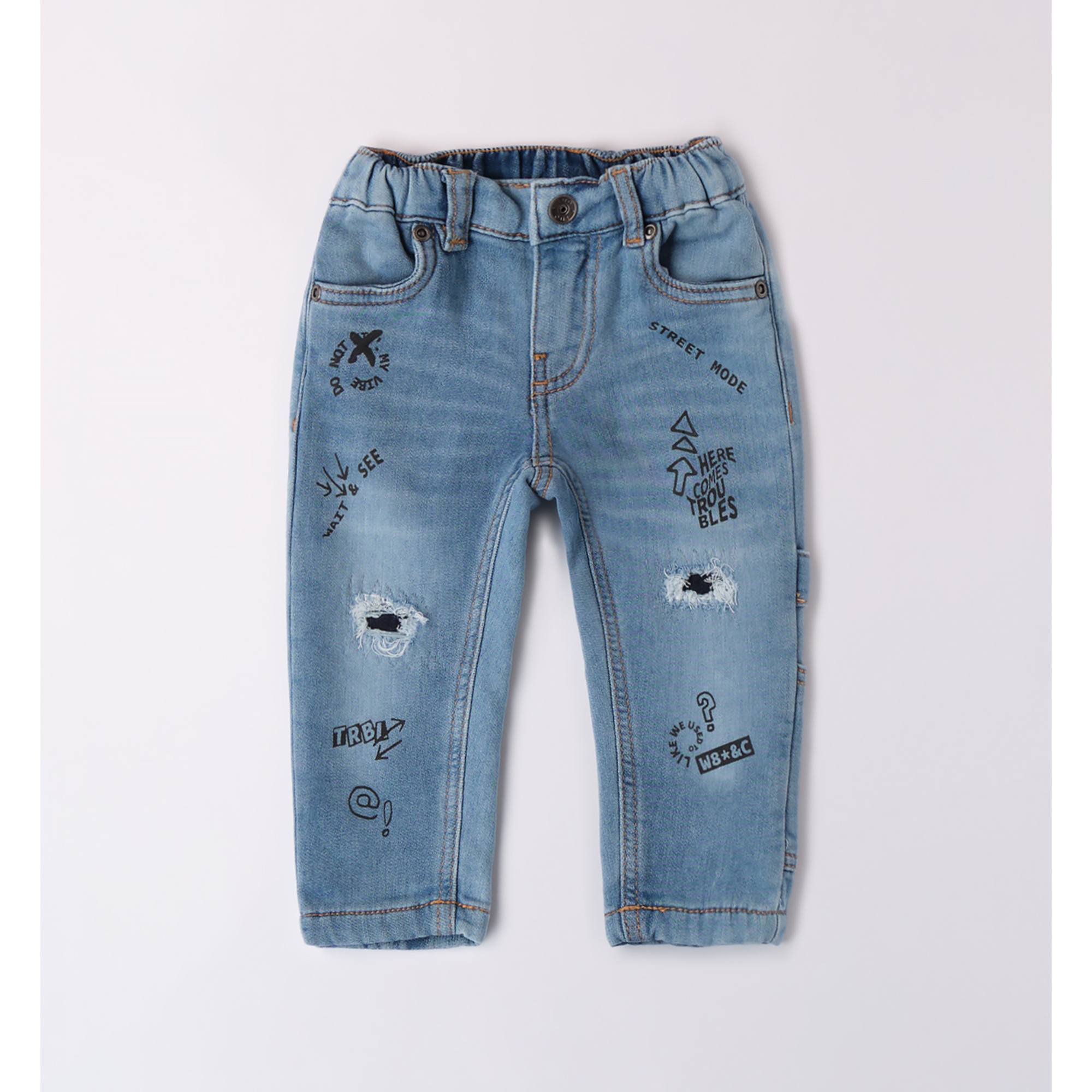 iDO Jeans Bambino Balloon Denim Stretch con Stampe