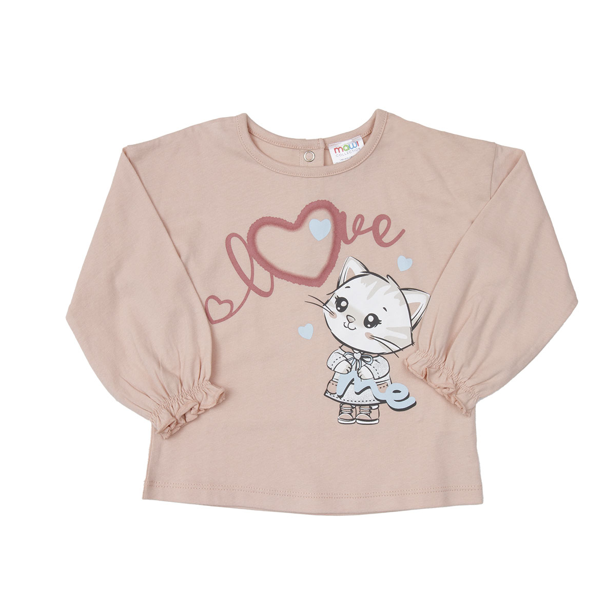 Mawi t-shirt bambina manica lunga rosa con stampa