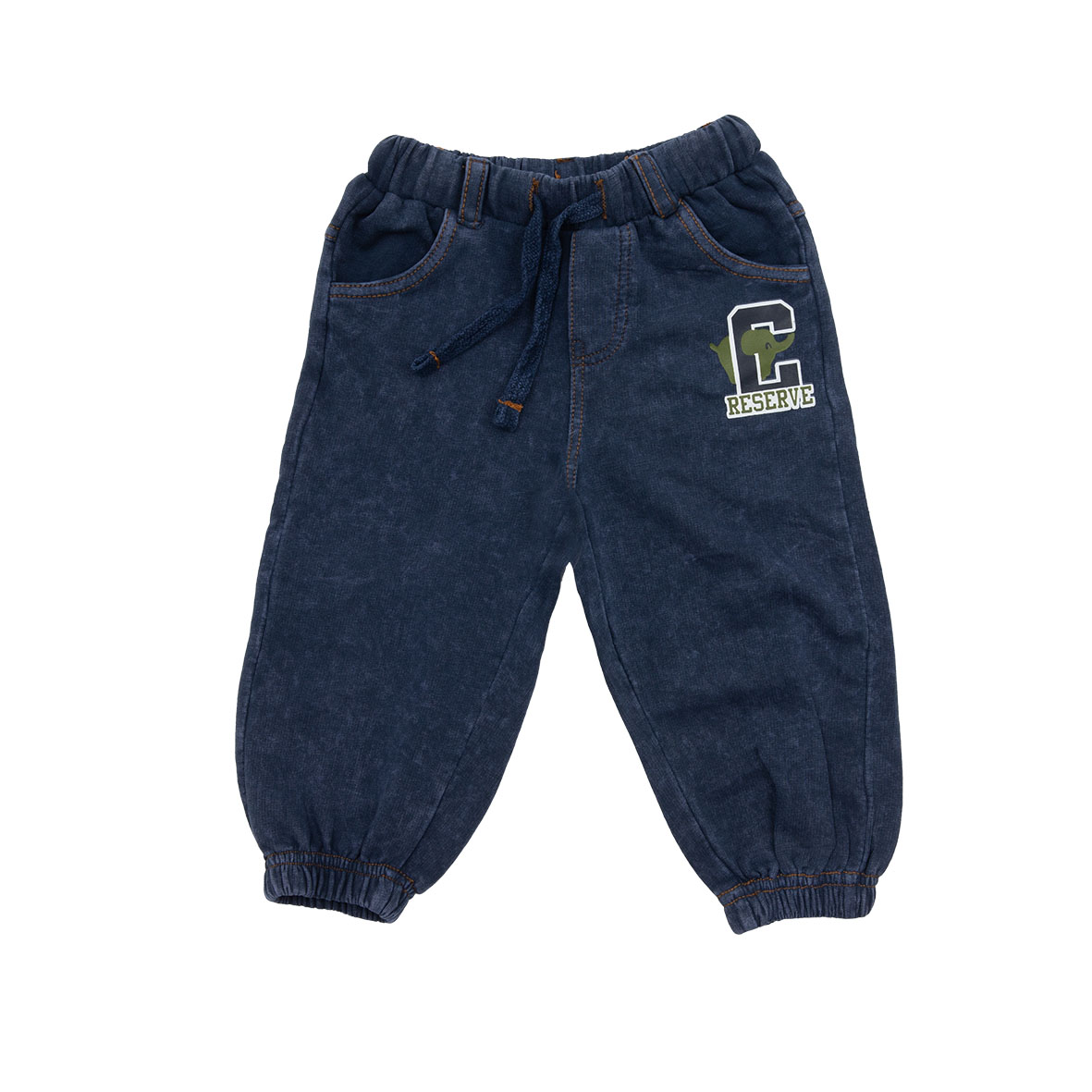 Pantalone Bimbo Finto Denim Blu Tasche Cotone