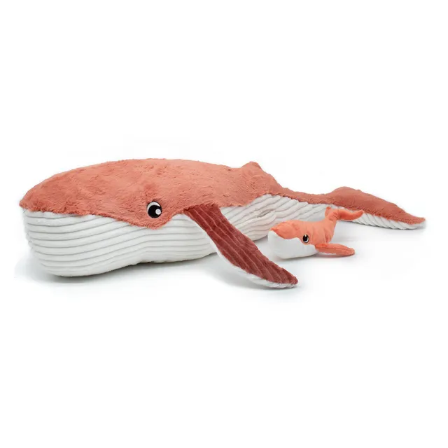 Les Deglingos Ptipotos Gravillou Peluche Balena Mamma Bebè Terracotta