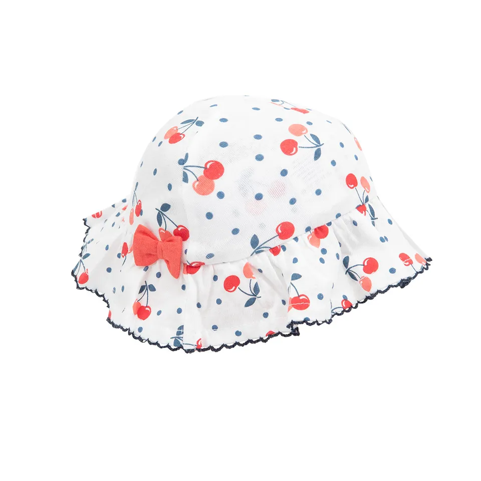 Cappellino jersey bimba bianco ciliegie turbante
