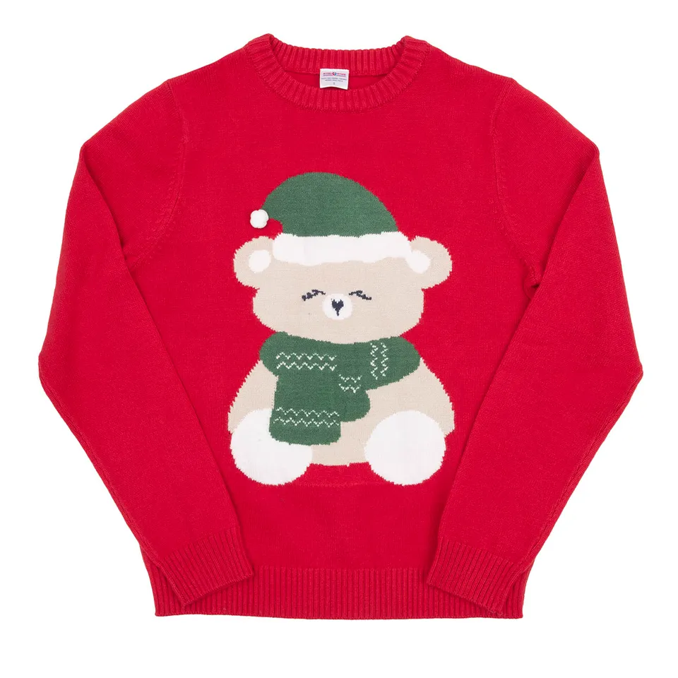Christmas Family Mom Maglia Natalizia Rossa Orsetto