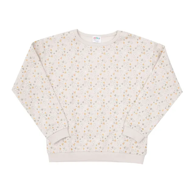Toys Center Baby felpa bimba beige stampa cuoricini