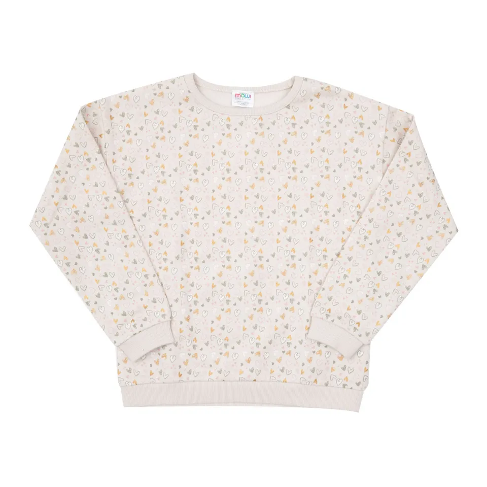 Toys Center Baby felpa bimba beige stampa cuoricini