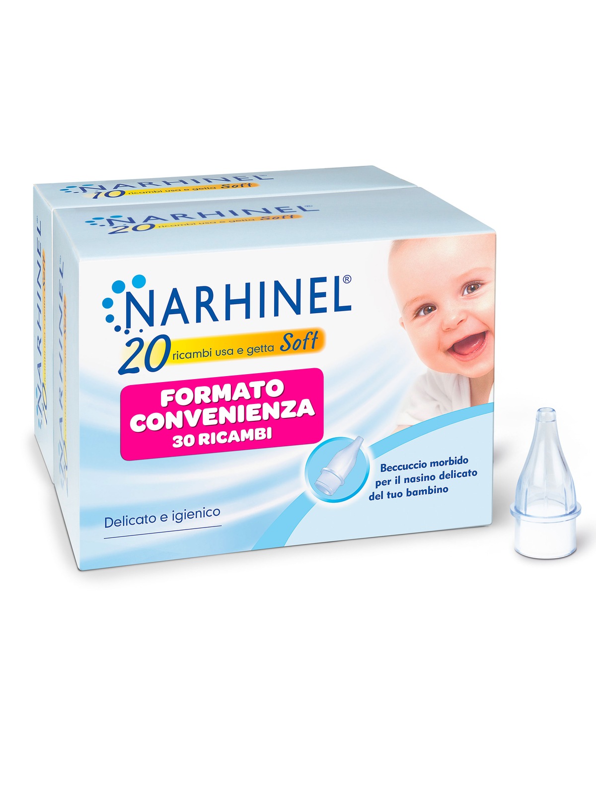 Narhinel ricambi soft aspiratore nasale 30 pezzi