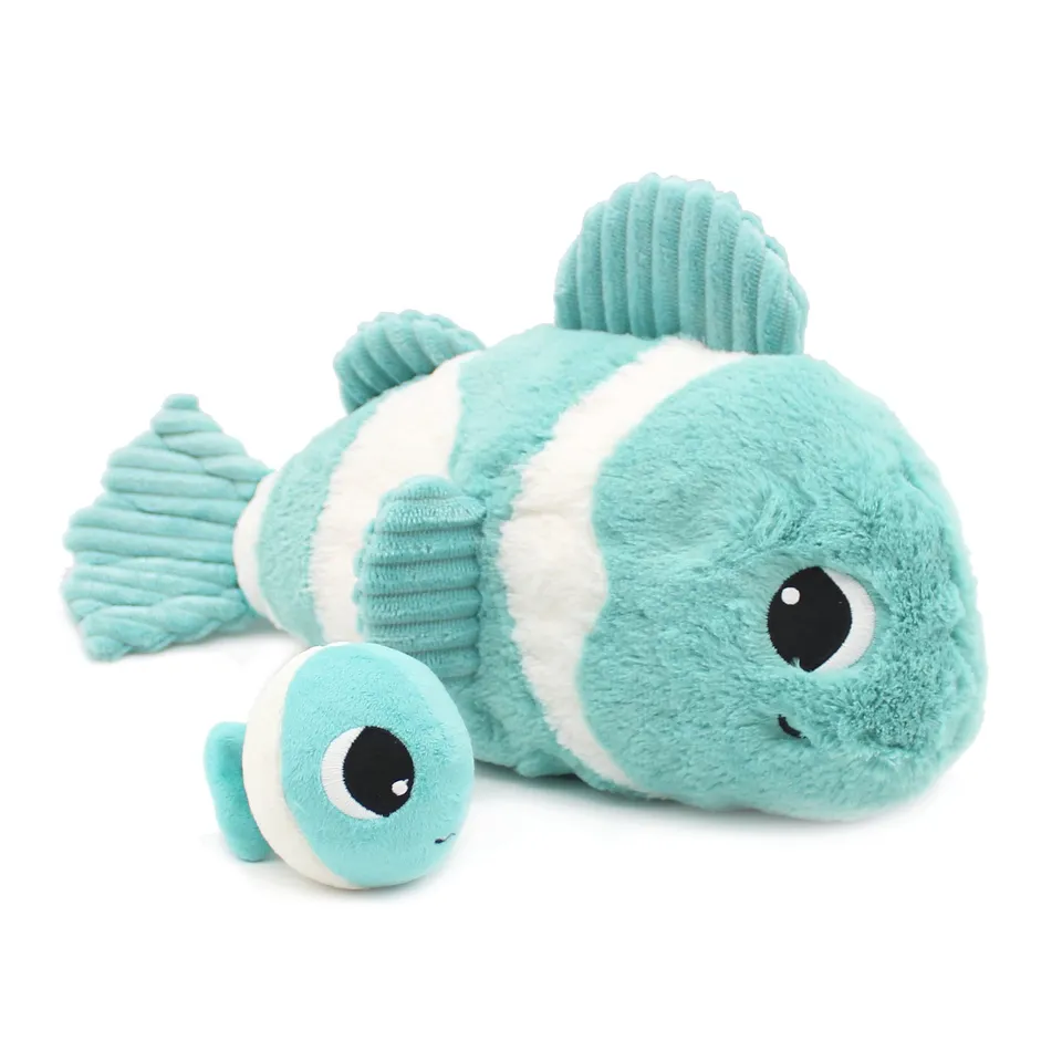 Les Deglingos Ptipotos Bigou Peluche Pesce Pagliaccio Mamma e Bebè Blu