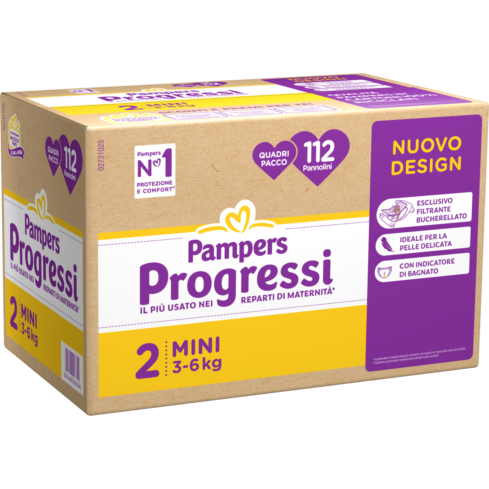 Pampers Progressi Quadri pannolini taglia 2 112 pz