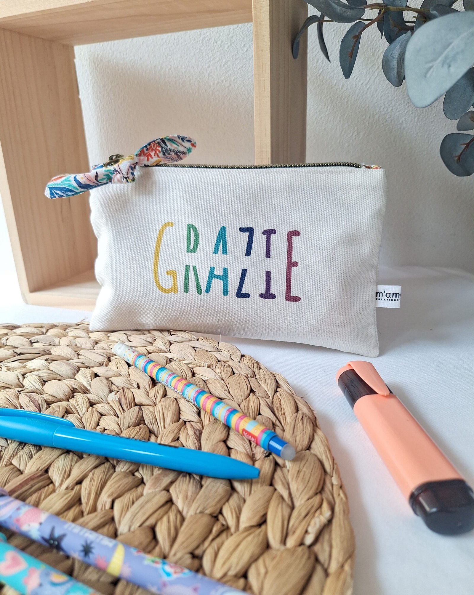 M'Amélie Creations Pochette Grazie Personalizzabile Cotone Maestre