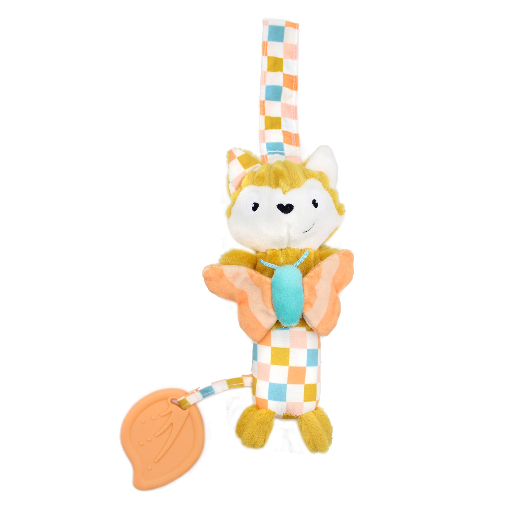Les Deglingos Cyranos peluche carillon volpe giallo senape sonoro