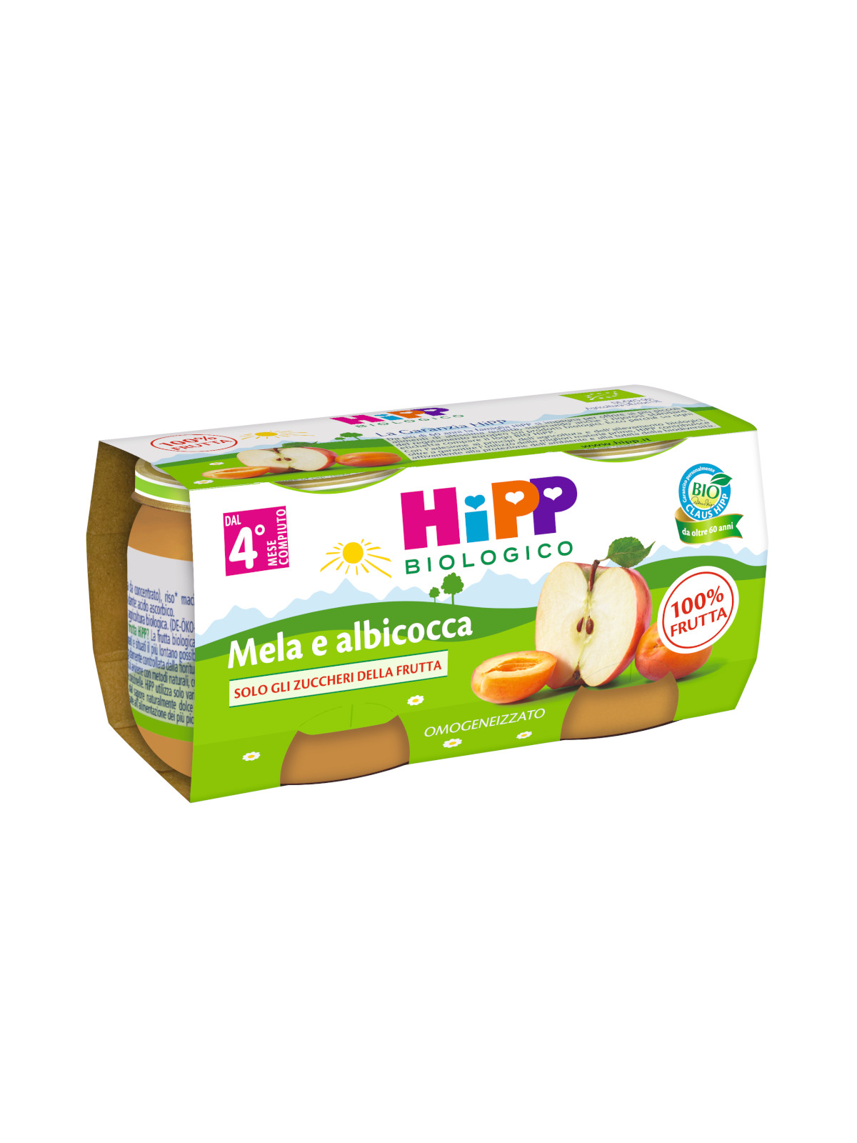 HiPP Omogeneizzato Albicocca e Mela BIO 2x80g